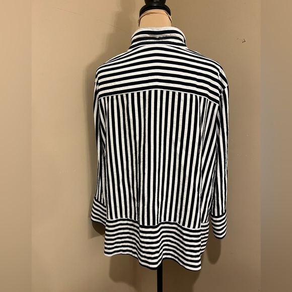 Multiples Black and White Striped Tunic, wire collar, size XL - Picture 3 of 9